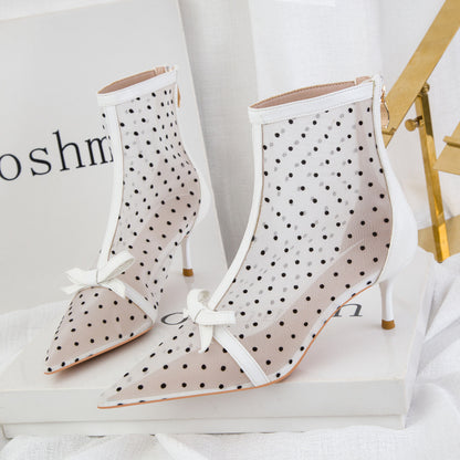 Sweet Polka Dot Mesh High Heels