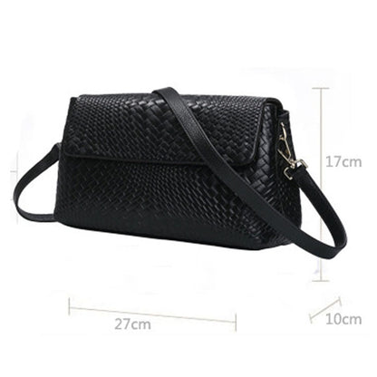 Leather Woven Crossbody Messenger Bag