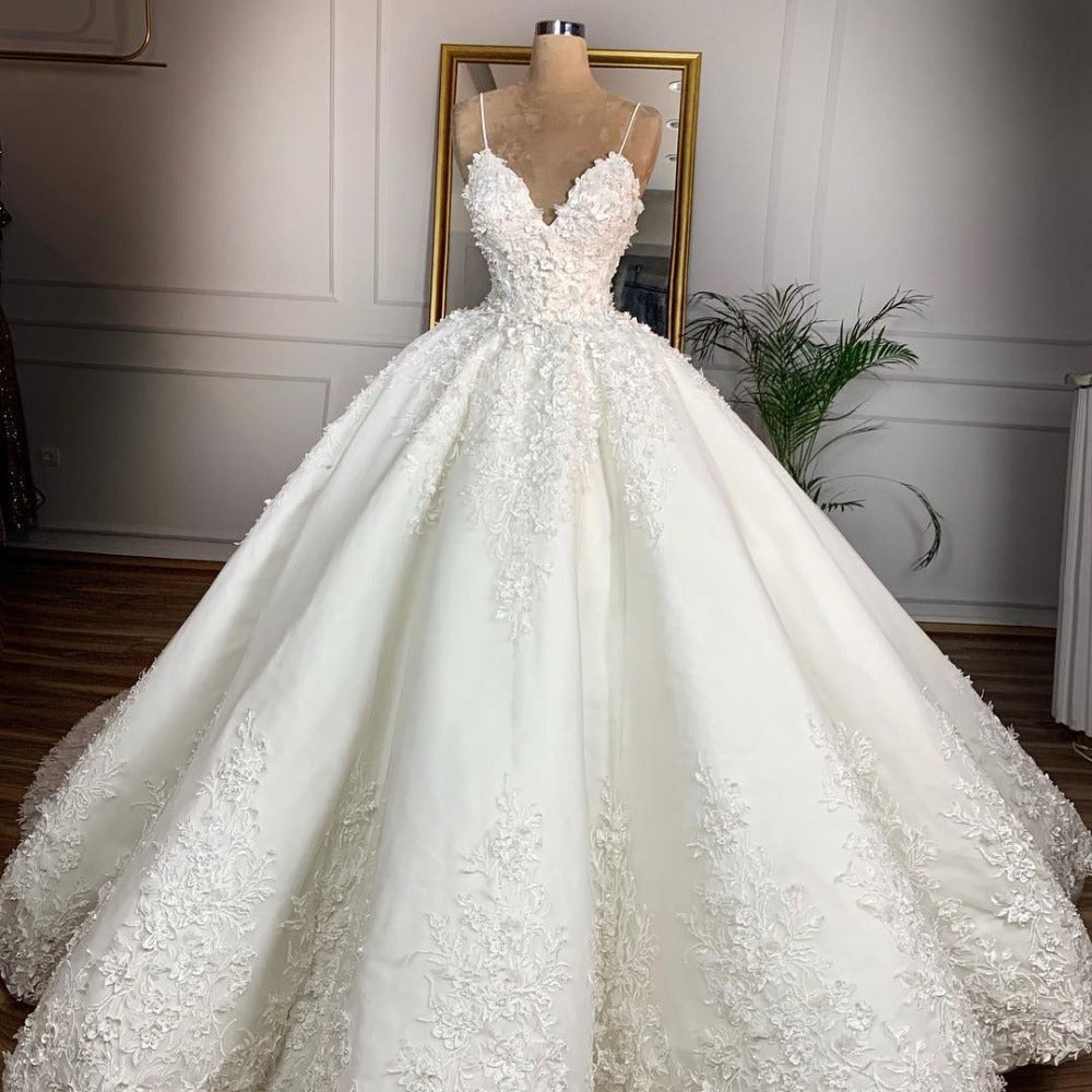 Deep V-neck Lace Wedding Dress