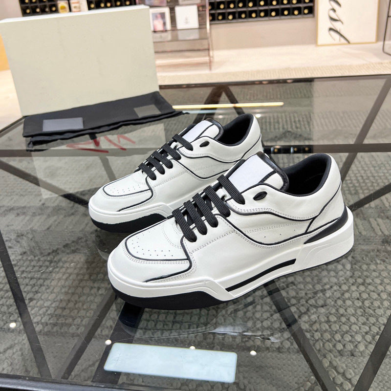 Breathable Leather Lace-up Fashion Sneakers