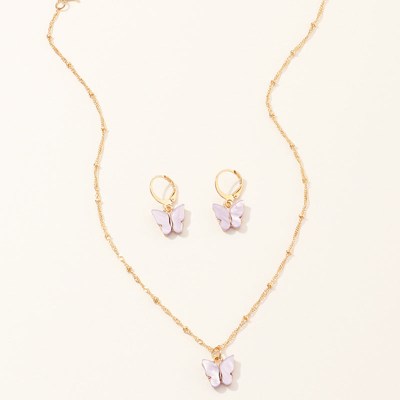 Butterfly Resin Necklace & Earring Set