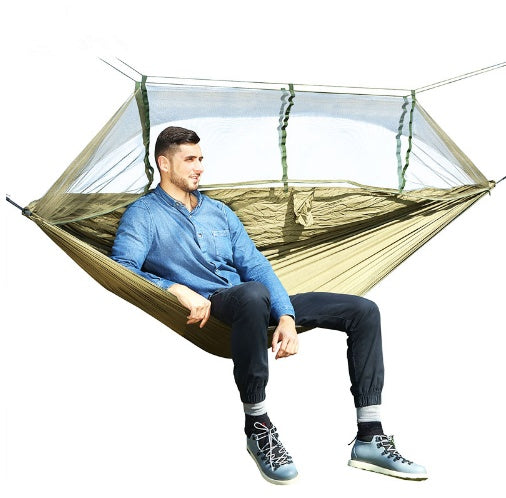 Portable Parachute Hammock with Mosquito Net - Army Green