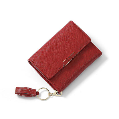 Simple Women's Short Wallet Tassel Small Folding