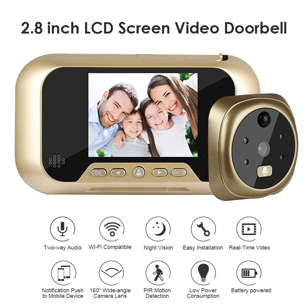 2.8-Inch Infrared Night Vision Electronic Peephole Doorbell