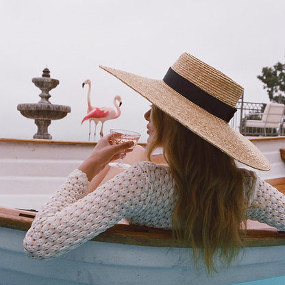 Seaside Sunshade Beach Super Large Brim Flat Top Straw Sun Hat