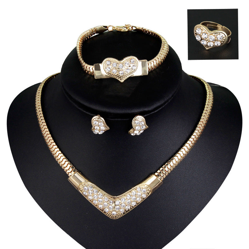 European & American Bridal Jewelry Set - 4-Piece