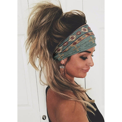 Printing Elastic Hair Band Colorful Geometric Wide-brimmed Sports Headband