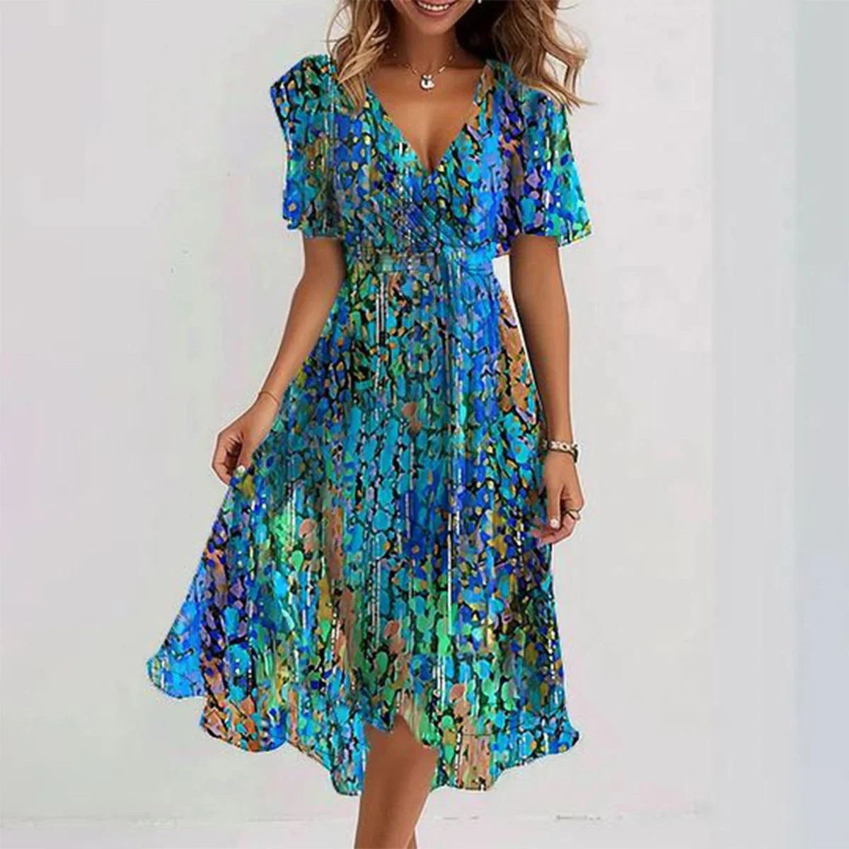 Women's Chiffon Printed Elegant Young V-neck Dress