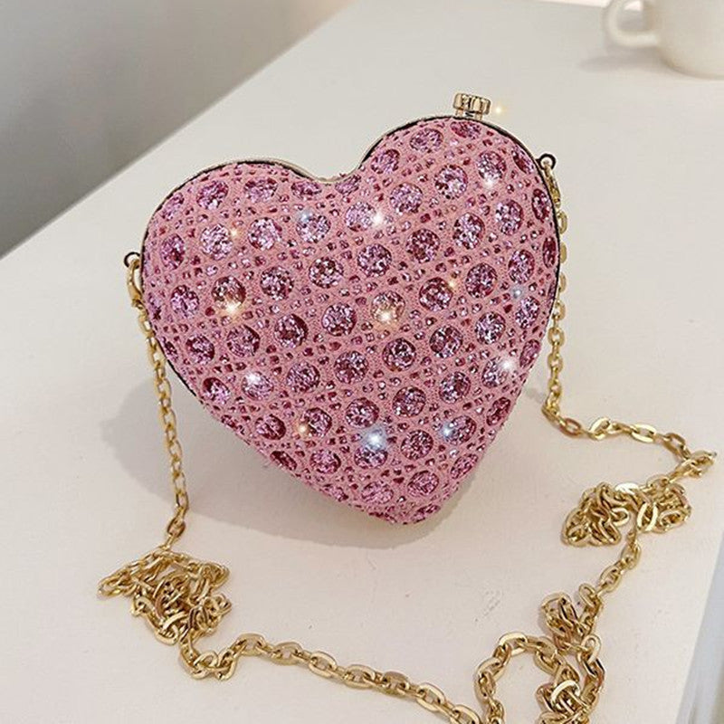 Mini Love Shape Sequin Clutch