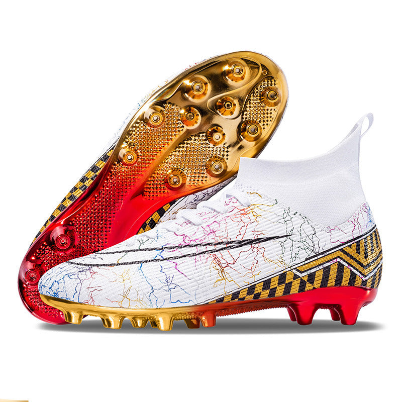 High-top Soccer Shoes Gold Plated Bottom Training Shoes