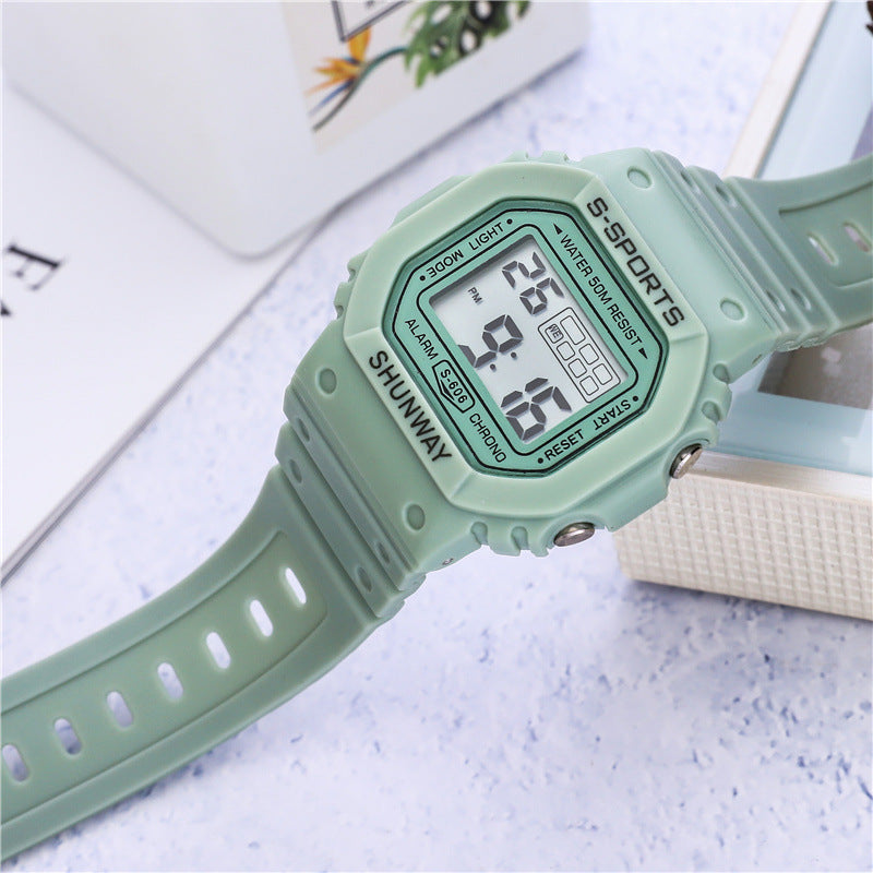 Luminous Square Student Electronic Watch