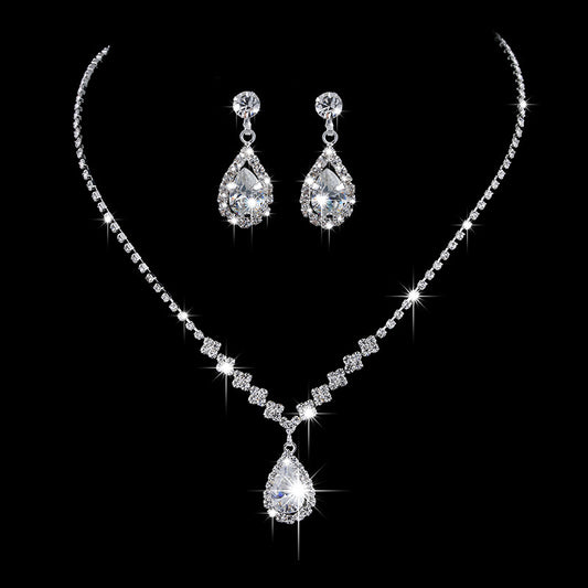 Rhinestone Water Drop Jewelry Set