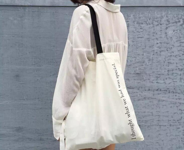 Letter Printed Canvas Bag One-shoulder Portable Ladies