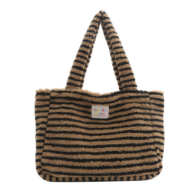 Korean Casual Striped Tote Shoulder Bag