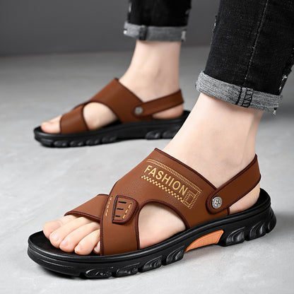 Men's Summer Soft Bottom Beach Cowhide Sandals