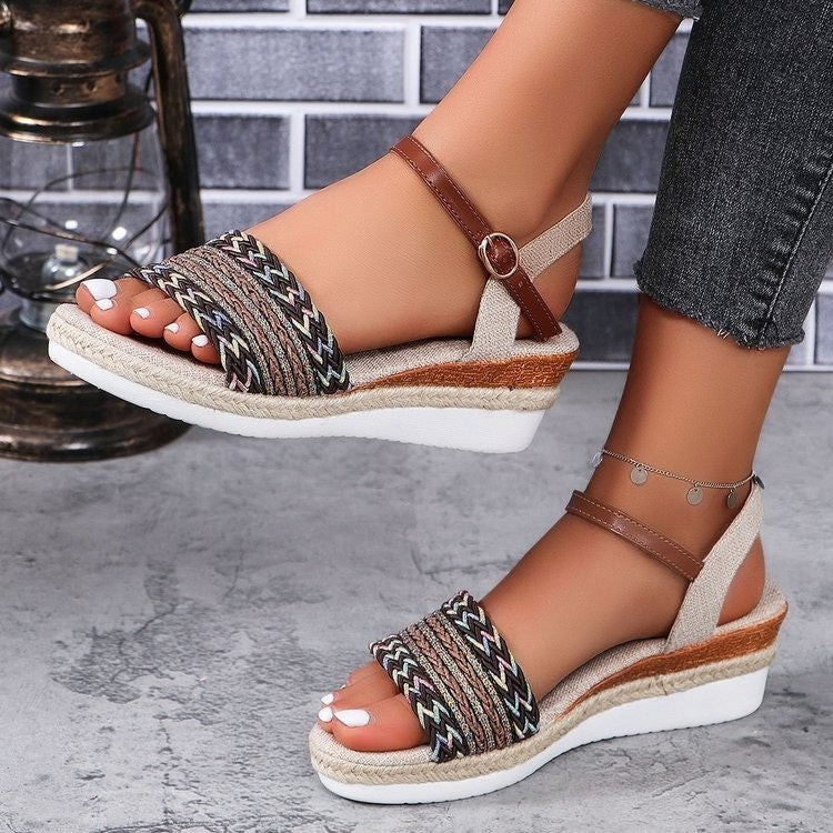 Plus Size Ethnic Wedge Sandals