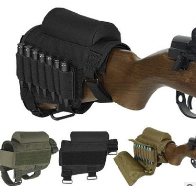 Adjustable Tactical Rifle Buttstock Cheek Rest & Ammo Pouch