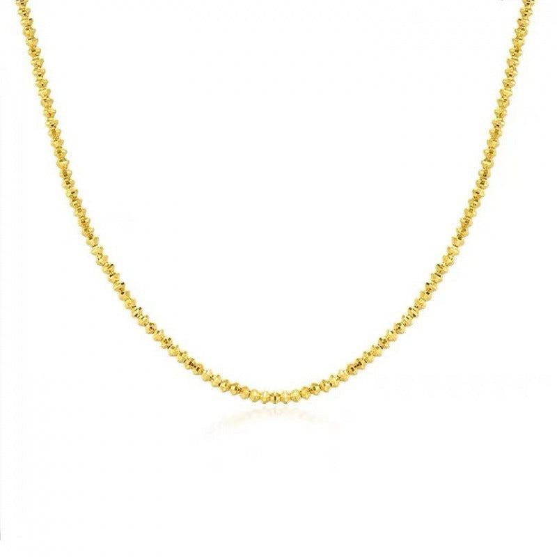 18K Gold Laser Bead Wave Chain Necklace