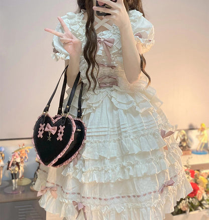 Cute Heart-Shaped Lace Crossbody Bag