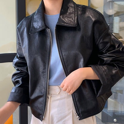 Ladies Leisure Motorcycle Leather Coat