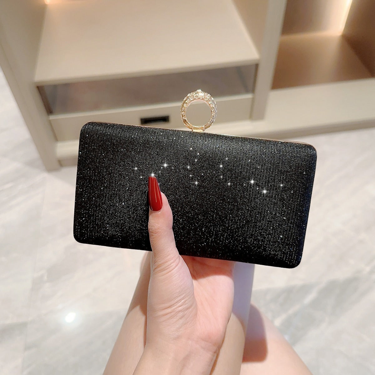 Fashion Rhinestone Ring Shiny Wallet