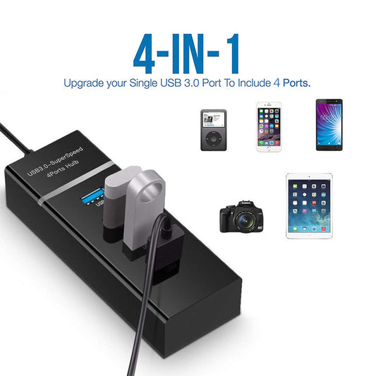 4-in-1 High-Speed USB Hub Splitter for PC and Laptop