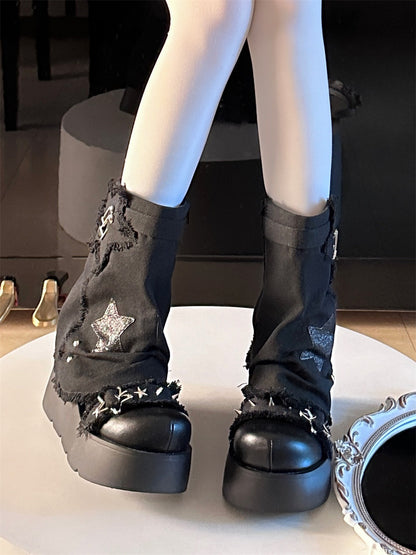 Canvas Thick Bottom One-Piece Boots