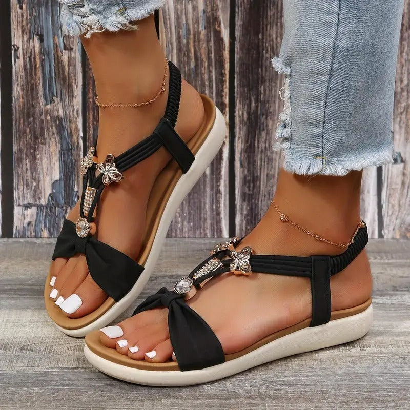 Bohemian Platform Butterfly Beaded Weave Sandals