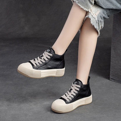 Vintage High-top Cowhide Casual Sneakers