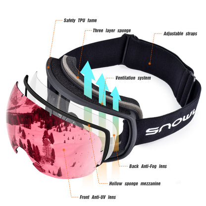 Anti-Fog Double-Layer Ski Goggles