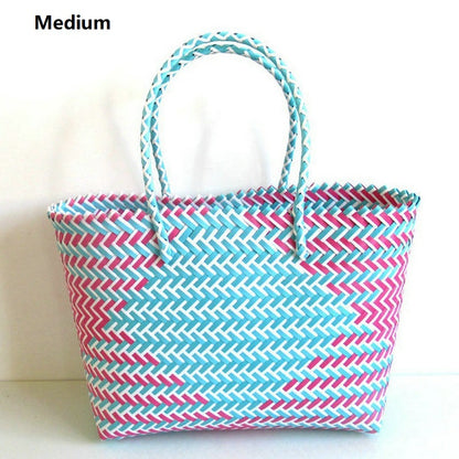 Striped Woven Beach Bag