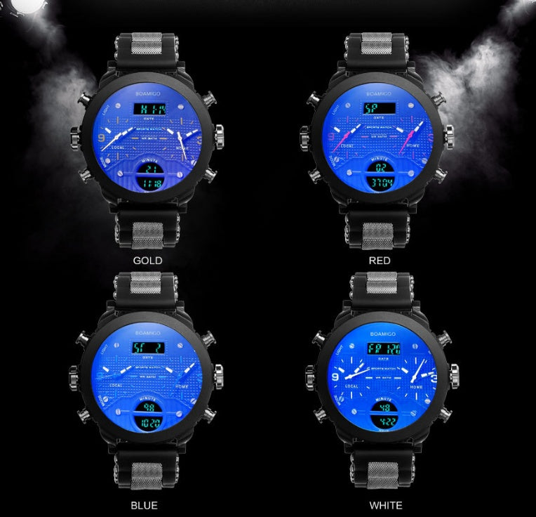 Men's Triple Time Zone Quartz Watch