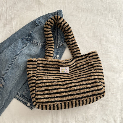 Korean Casual Striped Tote Shoulder Bag