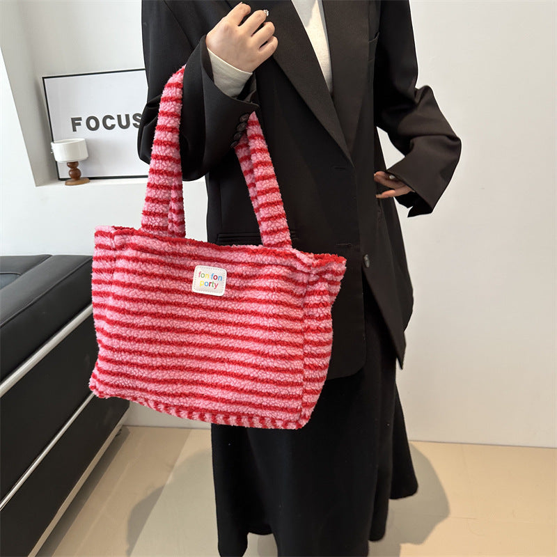 Korean Casual Striped Tote Shoulder Bag