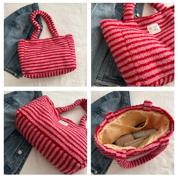 Korean Casual Striped Tote Shoulder Bag