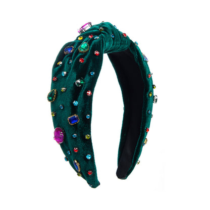 Crystal Knotted Fabric Headband Colorful Diamond