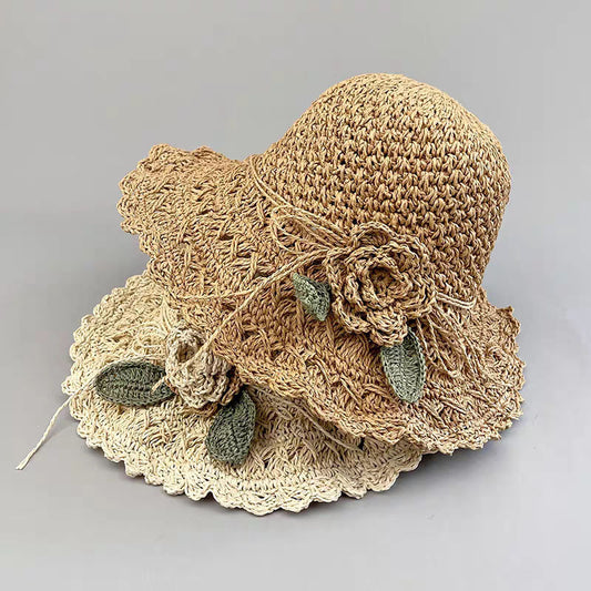 Foldable Floral Straw Sun Hat