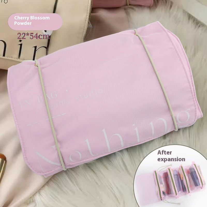 Portable Folding Travel Cosmetic Bag with Detachable Compartments