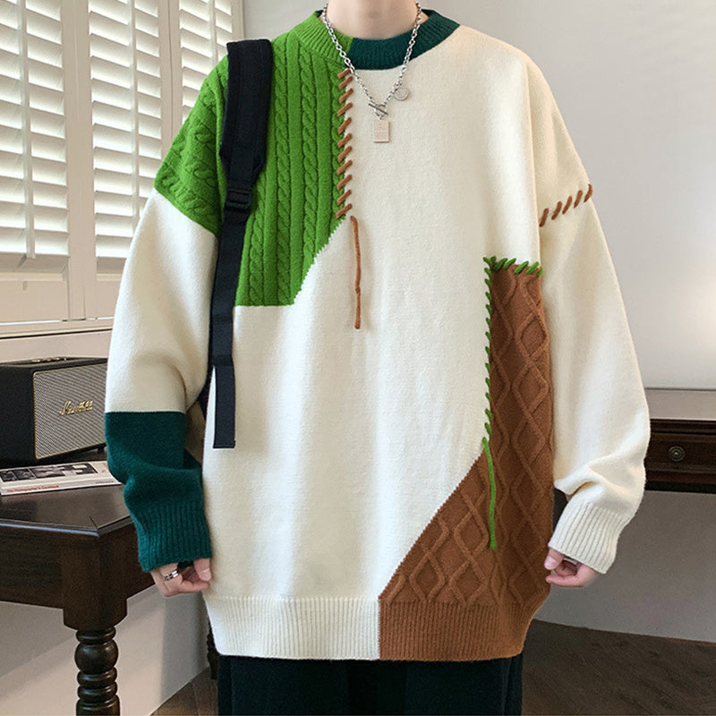 Colorblock Pullover Sweater for Men