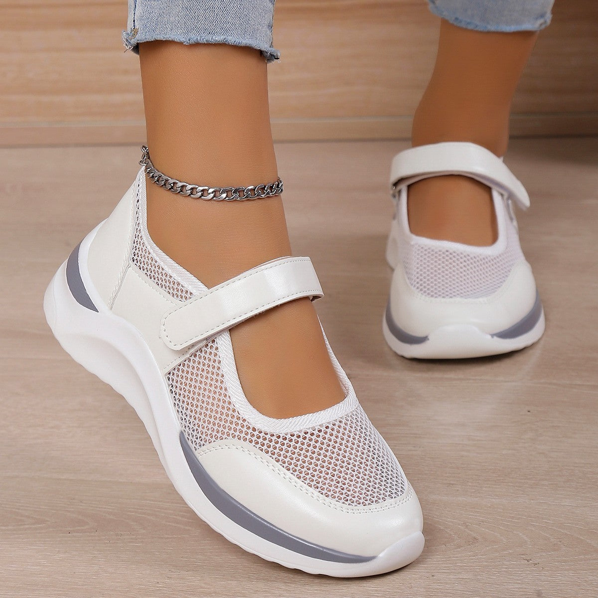 Breathable Mesh Casual Velcro Platform Shoes