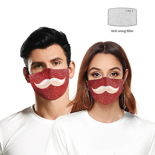 Christmas Beard Digital Printing Double Layer Dustproof Mask