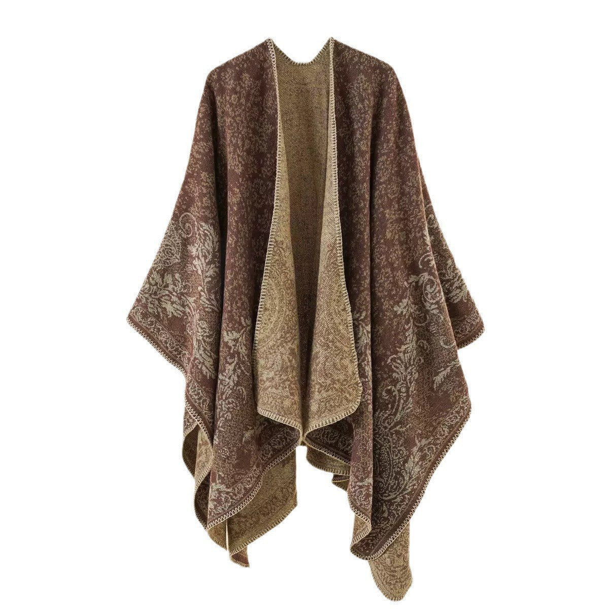 Women's Double-Sided Tassel Split Cloak Shawl: Classical Style