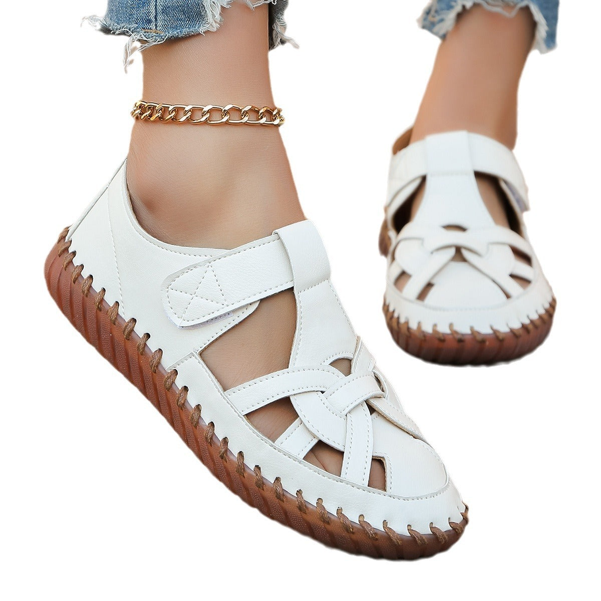 Summer Plus Size Closed Toe Hollow Sandals