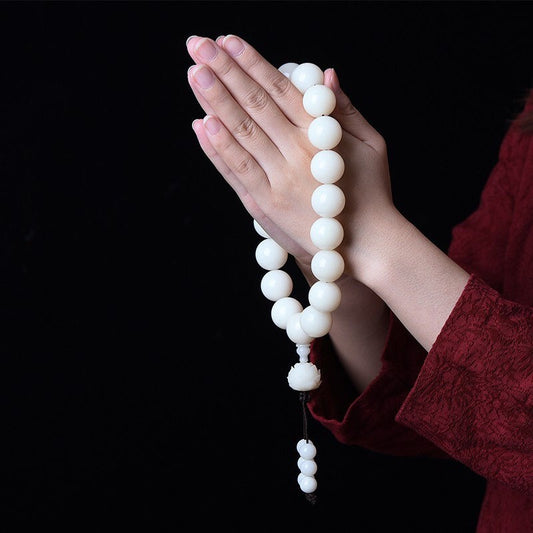 White Jade Bodhi Beads Rosary