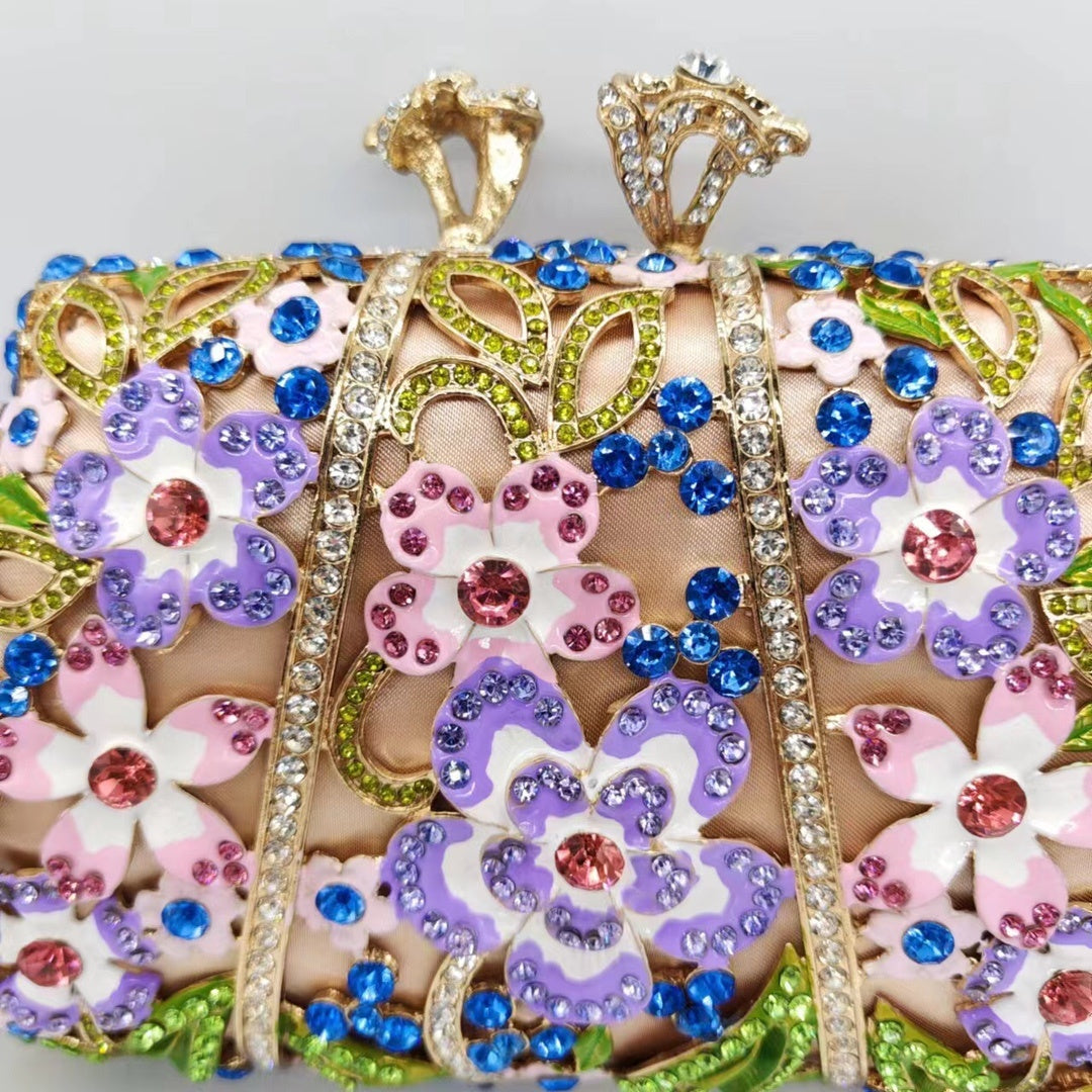 Enamel Flower Diamond Clutch