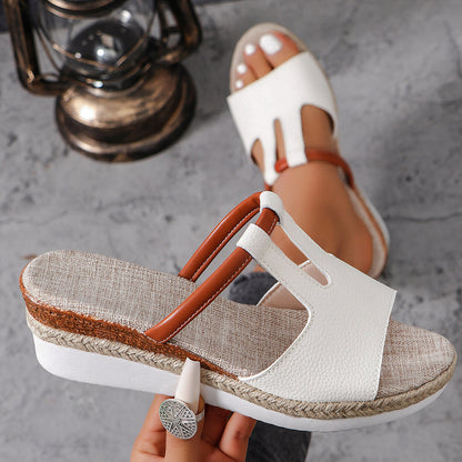 Plus Size Ethnic Wedge Sandals