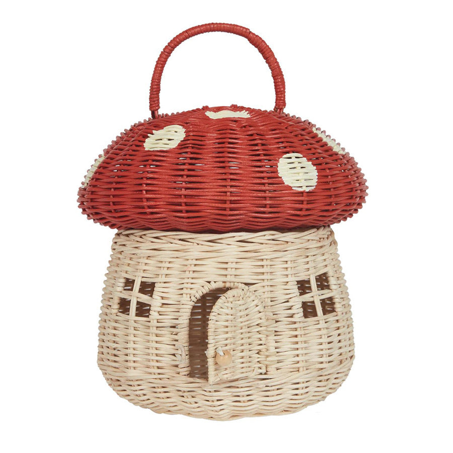 Wind Acorn Pure Hand-woven Rattan Hand Bag Mushroom