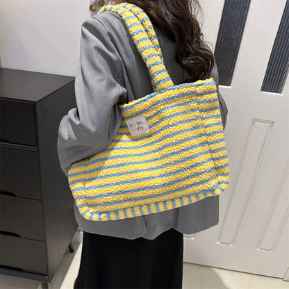 Korean Casual Striped Tote Shoulder Bag