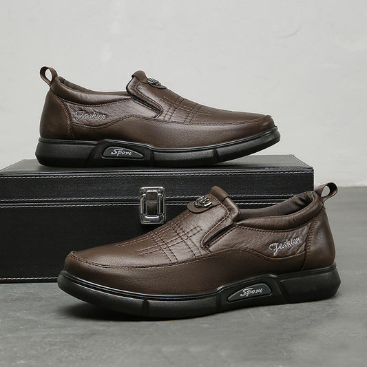 Middle-aged and Elderly Men's Soft Bottom Leather Shoes