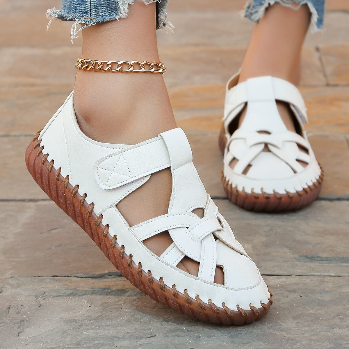 Summer Plus Size Closed Toe Hollow Sandals